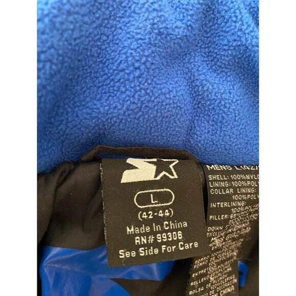 Starter Mens Large Hooded Winter Jacket Blue & Black Zip Off Hood Large - Picture 4 of 15